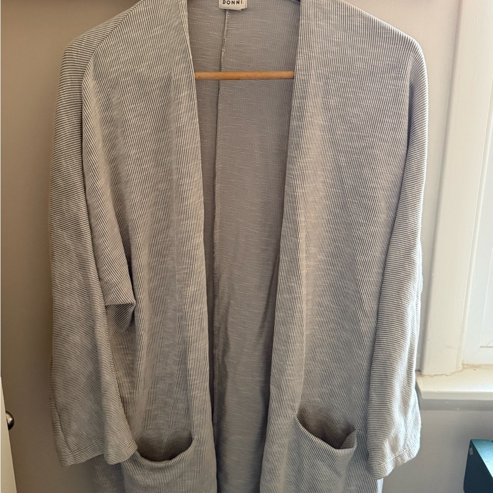 DONNI. Light Gray Open Front Cardigan